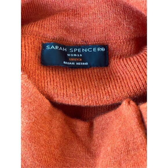 Sarah Spencer Deep Orange Italian Merino Wool Sweater Jacket Full Zip Sz. XL - Picture 9 of 9